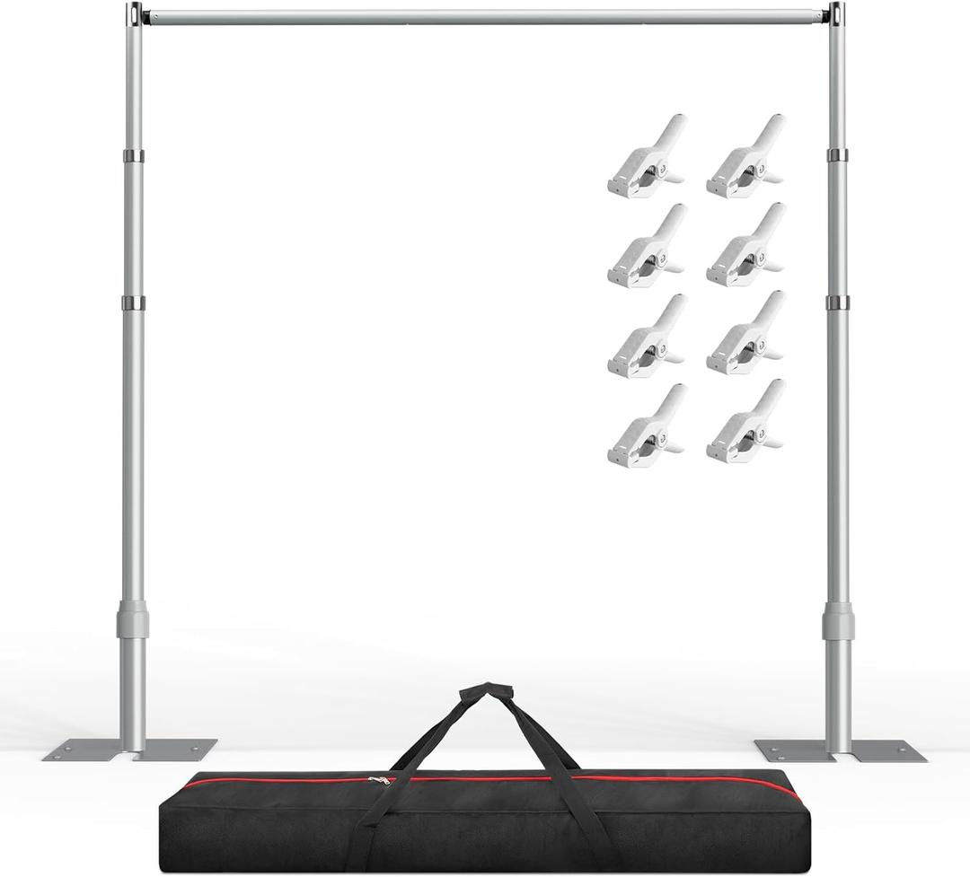 EMART Backdrop Stand Heavy Duty, 10x10Ft Adjustable Pipe and Drape Backdrop Stand Kit, Photo Booth Background Frame with Foldable Metal Base for Wedding Photography Birthday Party Decoration