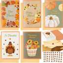 50 Sets Cards with Envelopes and Stickers Blank Inside Funny Card 5 Style Designs Greeting Card(Thanksgiving Day Style)