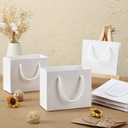 Fainne 24 Pcs White Mini Gift Bags with Handle Gift Card Bags Bulk Extra Small Paper Party Favor Boxes Tiny for Christmas Wedding Baby Shower Birthday Wrapping Supplies, 4.7 x 3.9 x 2.3 Inch (1 count (Pack of 24))