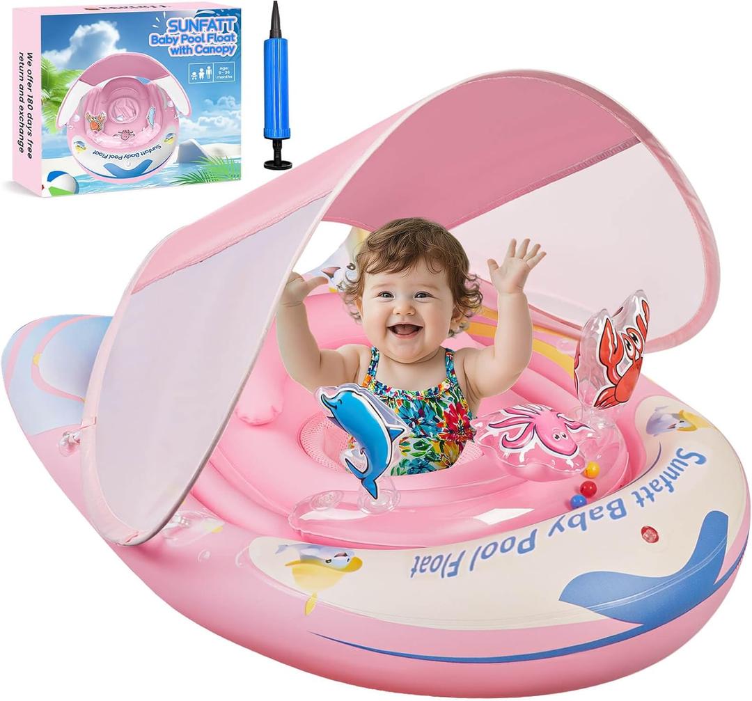 Baby Float with Canopy,Baby Floaties 6-12 Months with UPF 50+ Sun Protection & Toy Play Console,Tdooler Float Features an Adjustable Safety Seat for Girls,Toddler,Infant Aged 6-36 Months. Baby Float with Canopy,Baby Floaties 6-12 Months with UPF 50+ Sun Protection & Toy Play Console,Tdooler Float Features an Adjustable Safety Seat for Girls,Toddler,Infant Aged 6-36 Months.