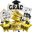 6pcs Congrats Grad Balloons, Graduation Balloons Class Of 2026, Graduation Foil Balloons For College High School Grad Party