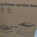RIZZARI Stainless Steel Cat Box: Large Gray Enclosed Design Litter Pan - High-Edged & Teflon Coating - for Superior Odor Control & Easy-Clean Drawer - Ideal for Multi-Cat Homes Garage