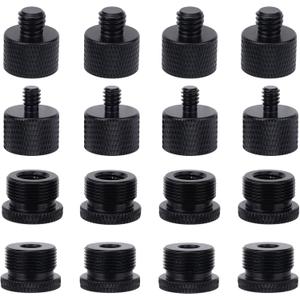 16pcs Mic Stand Adapter Parts Set, 5/8 to 3/8 & 5/8 to 1/4 Aluminum Microphone Holder Thread Screw Adapters Accessories Replacement for Mic Audio Stand Boom Arm Camera & Tripod