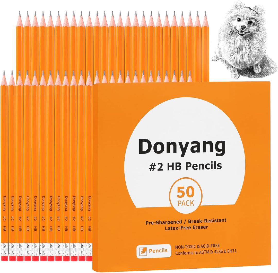 5 x 50 Pack #2 Pencils, Pre-Sharpened Pencils with Erasers, Bulk Yellow Graphite Pencils for School Teacher Supplies Office Essentials Desk Accessories, No 2 HB Pencil for Writing Drawing Sketching Gifts