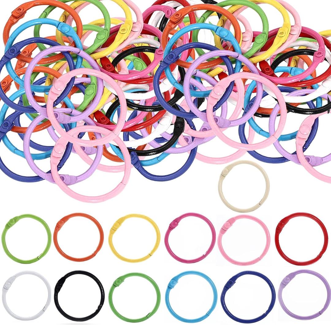 130 PCS Loose Leaf Binder Rings, 1 Inch 13 Colors Colorful Metal Rings for Index Cards Flashcards Notebook Keychain Key Binde for Office School Home