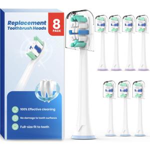 Replacement Heads for Philips Sonicare: Replacement Brush Head Compatible with Philips Sonicare - Toothbrush Heads Soft Compatible with DiamondClean, FlexCare, ProtectiveClean and More, 8 Pack