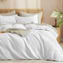 PHF Waffle Weave Duvet Cover Set Queen Size, No Snagging Ultra Soft Luxury Textured Breathable Comforter Cover for All Season 3pcs, Durable Bedding Duvet Set with 2 Pillow Shams, 90"x90", White