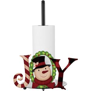 Cinnvoice Christmas Paper Towel Holder Christmas Joy Decoration Xmas Snowman for Kitchen Countertop Bathroom Home Farmhouse Metal Kitchen Accessories Paper Towel Holder Stand