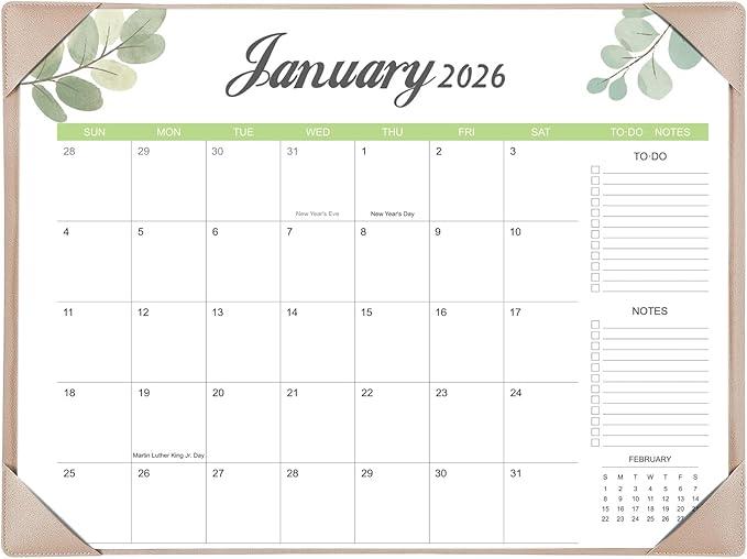 Desk Calendar 2026-2027 with Desk Mat – 22" x 17" Large Desk Pad Calendar Runs from January 2026 to June 2027, Office Supplies Desktop Monthly Calendar for Home & Office