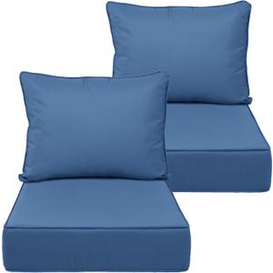 24X24-2set,Outdoor Chair Cushions, 30D High-Density Foam Patio Chair Cushions, Water-Resistant UV 2000H Color Fastness Outdoor Seat Cushions for Patio Furniture Sofa,Blue