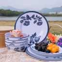 Melamine Dinnerware Set 12-Piece for 4 Dish Set Plates Bowls Unbreakable Dishware for Indoor Outdoor Use Lightweight Durable for Camping Picnics Parties Dark blue