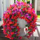 Faux Bougainvillea Artificial Flowers Plants for Outdoors Outside Decoration, 2pcs Fake Flowers Silk Long Trailing Vines UV Resistant Realistic for Front Door Porch Planter Urn Patio Balcony Yard, Mix