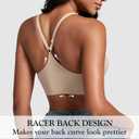 DEANGELMON Front Closure Bras for Women Racerback Bra No Underwire Seamless Push Up T-Shirts Bras Supportive Womens Bralettes (Beige, L)