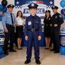 Police Costume for Kids Policeman Uniform for Boys Cop Suit for Girls Career Day Dress Up Role Play Halloween (Blue, L)