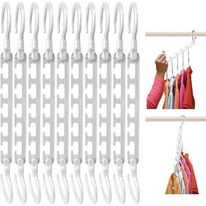 Wonder Hanger Max 10-Pack Space Saving Hangers, Reinforced Hooks Swivels 360, Cascading Hanger, College Dorms & Storage Closet Organizer, Fully Assembled  White