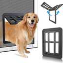 PETLESO Large Dog Door for Screen Door, Pet Screen Door for Medium Dog Pet Door with Magnetic Flap Lockable Insert for Sliding Door, Black Large 11"x 13"