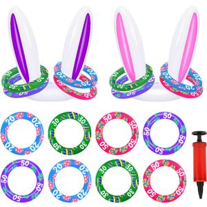 Easter Bunny Ear Ring Toss Game 2Pack, Easter Egg Fillers & Basket Stuffer Essentials for Teens Kids, Easter Gifts for Kids, Indoor Outdoor Games for Adults Family, Party Favors Supplies