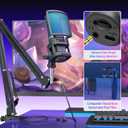 ZealSound Podcast Microphone, USB Mic with Noise Cancellation, Volume & Mute Control, RGB Light, Zero-Latency Monitoring, Gaming Microphones with Boom Arm & Tripod Stand for PC Mac iPhone and Android