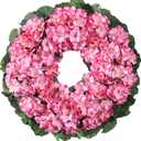 Artificial Geraniums with Leaves Wreath for Front Door 17.7 Inch Realistic Spring Wreath Tropical Artificial Flowers Door Wreath for Home Decor, Porch, Window, Farmhouse Wall Decoration