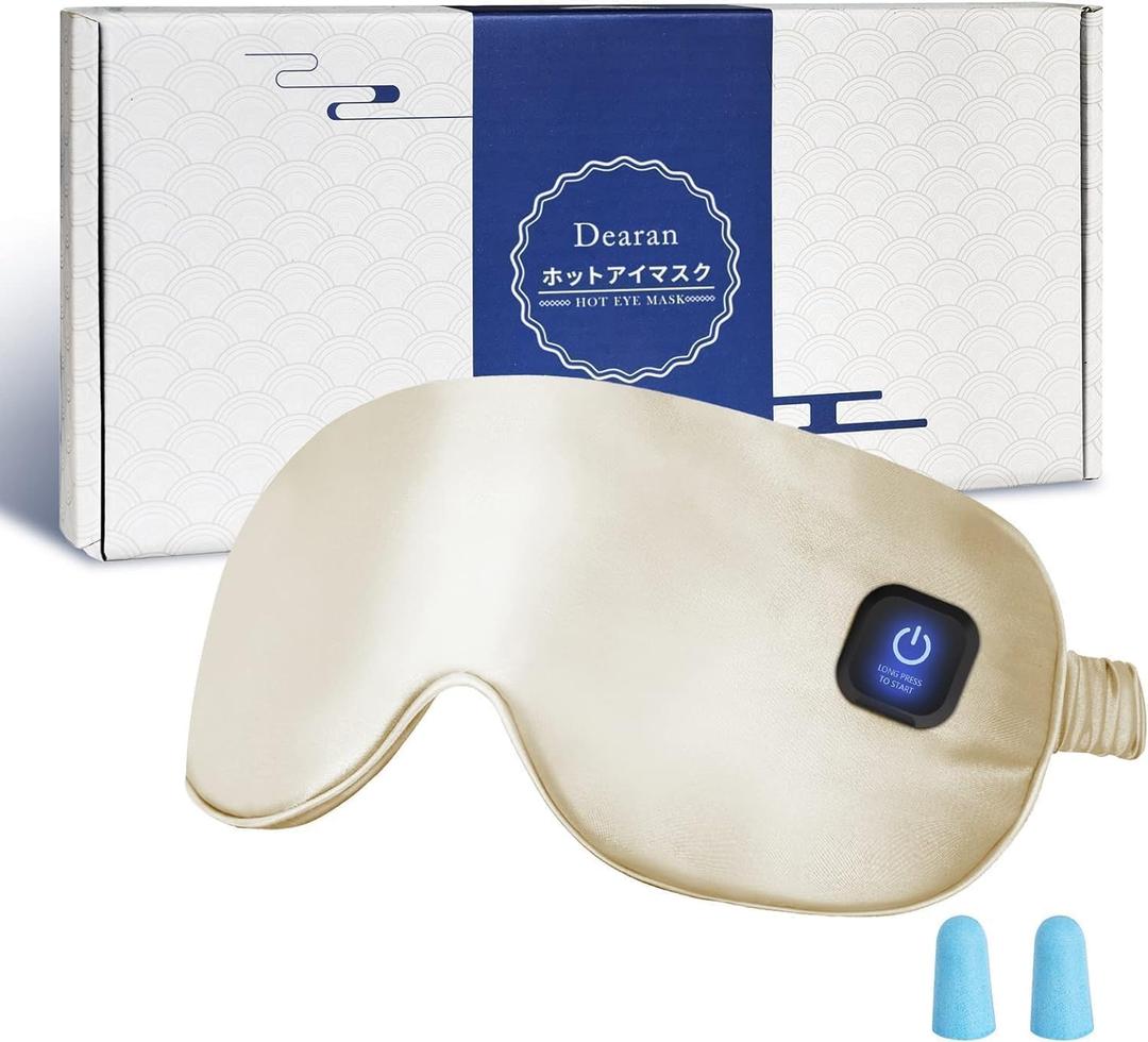 Dearan Upgraded 3 Temperature Modes Silk Heated Eye Mask Cordless,Rechargeable Warm Eye Heating Pad No Pressure for Dry Eyes, Sleep Eye Mask Christmas Gift for Men Women