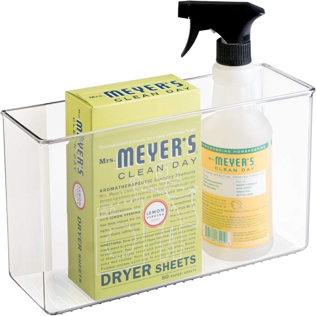 iDesign AFFIXX Plastic Wall Mount Organizer for Kitchen Bathroom, Office, Bedroom, Garage, Craft Room, 3.5" x 11" x 6.5", Clear