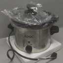 KOOC Small Slow Cooker, 2 Quart, Free Liners Included for Easy Clean-up, Upgraded Ceramic Crock, Adjustable Temp, Nutrient Loss Reduction, Stainless Steel, Silver, Round