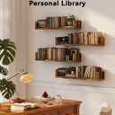 Floating Bookshelves for Wall - Wall Mounted Bookshelf Set of 4, U-Shaped Hanging Bookshelf for Bedroom, Living Room & Office, Wall Book Shelf for Home Decor & Storage (4, Rustic Brown, 23.63 Inches)