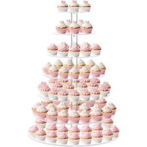 Large 7 Tier Cupcake Stand for 100 Cupcakes, Clear Round Cupcake Stands, Acrylic Wedding Cupcake Tower Stand, Cupcake Display Stand for Dessert Table, Cupcake Tier Stands