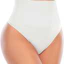 Werena Tummy Control Thong Shapewear for Women Seamless Shaping Thong Panties Body Shaper Underwear (Medium, 01# White-thong)