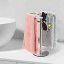 Hand Towel Holder Stand, 13 Inch Towel Rack for Bathroom Vanity Kitchen Countertop Free-Standing Stainless Steel Towel Rings (Brushed Silver)