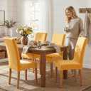 Deisy Dee Velvet Stretch Dining Room Chair Covers Colorful and Washable Parson Chair Slipcovers Stretchable Removable Furniture Protectors (4, Yellow)