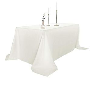 Ascoza 2pack 90x156 Inch Ivory Rectangular Tablecloth 8 Feet Table Cloth in Polyester Fabric for Wedding/Banquet/Restaurant/Parties