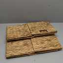 DAJAMAI 10.5 "Foldable Large Cube Water Hyacinth Wicker Storage Basket with Handles and Built-in Metal Frame ,2PCs Stylish and Durable Hand Woven Bin Perfect for Shelves and Living Room Organizing