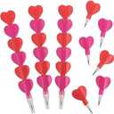 Chinco 24 Pieces Valentine's Day Pencils Stackable Pencils Plastic Heart Pencils Stacking Colored Pencils for Kids Red Pink Stacking Point Kids Pencils Birthday Party Supplies School Fun Equipment