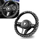 Jewkot  Bling Car Steering Wheel Cover, 14.9" Diamond Decoration Non-Slip Cover for All Seasons, No Inner Ring Tight Fit Breathable and Dustproof Protector, Universal for Cars Trucks (White) 3 PACK