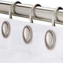 iToplin Brushed Nickel Shower Curtain Hooks, Decorative Shower Curtain Rings, Rust Resistant Metal Shower Hooks for Bathroom, Rust Proof Shower Hooks Hangers for Shower Curtain Rod, Set of 11