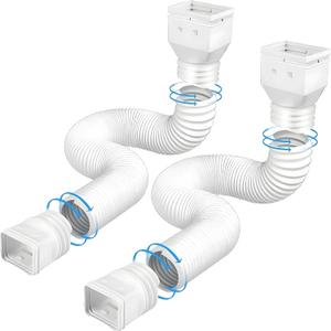 White 2 pack flexible rain gutter downspout extensions flexible, drain downspout extender,rainwater drainage ditch joint, can be extended from 21 inches to 68 inches