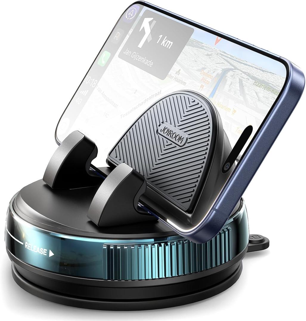 JOYROOM Car Phone Mount, [360 Rotation+Thick Case Friendly] Cell Phone Car Holder with Adjustable Spring Clip, Anti-Slip Silicone Universal Dashboard phone holder for Car for iPhone, Smartphones, GPS
