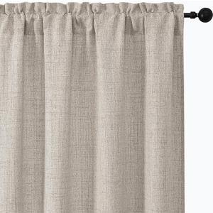 Aiyufeng Faux Linen Texture Curtains for Living Room 63 Inch Length 2 Panels, Airy Soft Farmhouse Country Natural Drapes, Light Filtering Window Curtains for Bedroom Kitchen，42x63 Inch, 2PCS