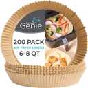 KITCHEN GENIE BPA-Free Non Stick Air Fryer Liners Disposable, Fits 5-8 QTS, 200 PCS, Easy Cleanup Unbleached Parchment Paper Inserts, Airfryer Basket Sheets, Compatible with Most Fryers, 8 Inch Round