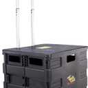 dbest products Quik Cart Collapsible Rolling Crate on Wheels for Teachers Tote Basket 80 lbs Capacity, Made from Heavy Duty Plastic Used as a Seat, Black