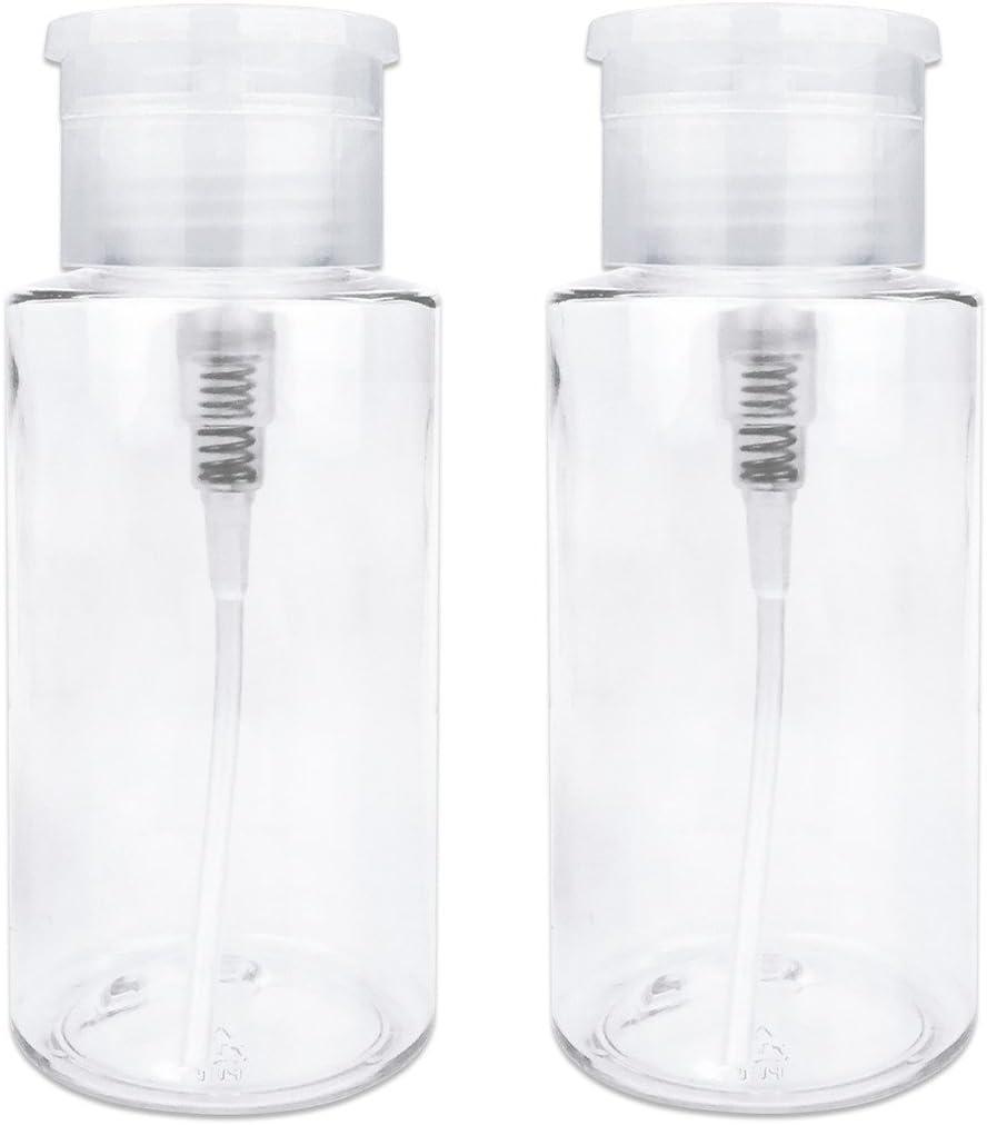PANA 10oz. (Quantity: 2 Pieces) Liquid Push Down Pump Dispenser Empty Bottle with Flip Top Cap (Clear)