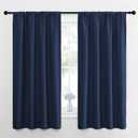 NICETOWN Bedroom Curtains Blackout Draperies - All Season Thermal Insulated Solid Rod Pocket Top Blackout Curtains/Drapes for Kid's Room (Navy, 1 Pair, 42 x 63 Inch)