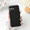 NITITOP Compatible for iPhone 16 Case Cute for Women Girls Woven Pattern Braid Design Solid Color Soft Silicone Shockproof Cover - Black