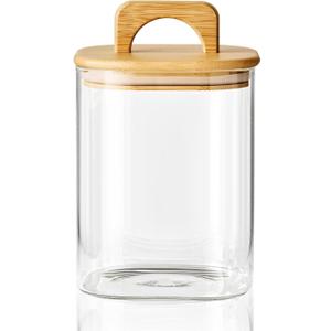 Sweejar 1 qt Glass Food Storage Containers with Lids, Coffee Container for Ground Coffee, 32 oz Glass Jars with Bamboo Lids, 1 Pack