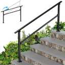 Heavy Duty Metal Handrails for Outdoor Steps - Exterior Hand Rails for Concrete Steps Outside Metal Stair Railing Porch 5 Step