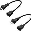 Toptekits 2-Pack USA Outlet Saver Power Extension Cord Cable 125V 10A 2-Prong 2 Outlets for NEMA 5-15P to NEMA 5-15R (1.6ft/50cm)