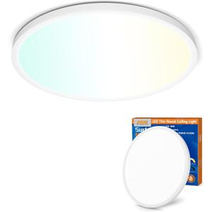 Allsmartlife LED Flush Mount Ceiling Light Fixture 1-Pack, 18 inch 36W 4650lm Flat Ceiling Light, 3000K/4000K/6500K, Round Ceiling Light Fixture for Bedroom, Living Room, Kitchen (White)