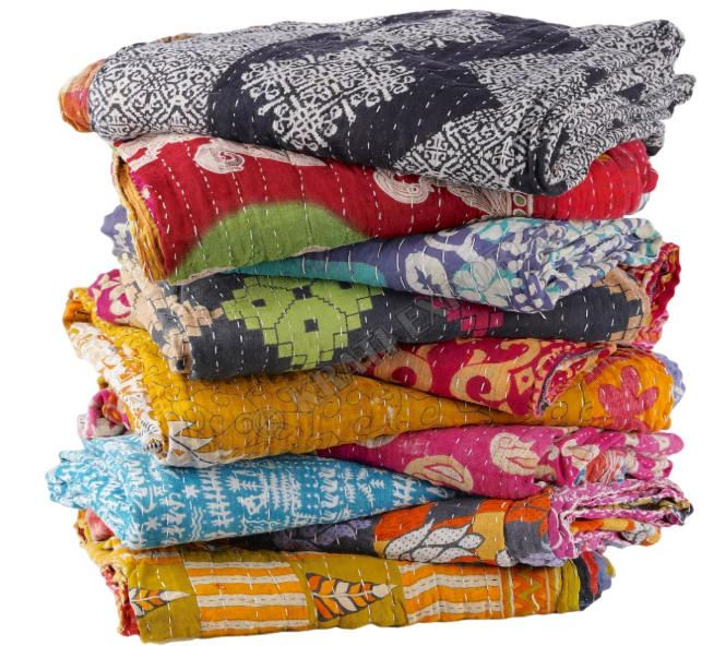Vintage Kantha Quilts Handmade Old Saree Made gudari Boho Bedding Throw Blanket Bedspread Rally
50W X 72L
