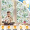 Countewol Window Privacy Film Stained Glass Window Film Rainbow Window Film Window clings Non-Adhesive Reusable Decorative for Room (Daisy Rainbow, 35.4 x 78.7 in)